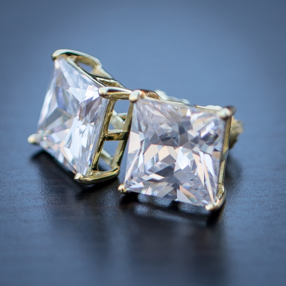 14k Gold Lab Diamond Solitaire Earrings
